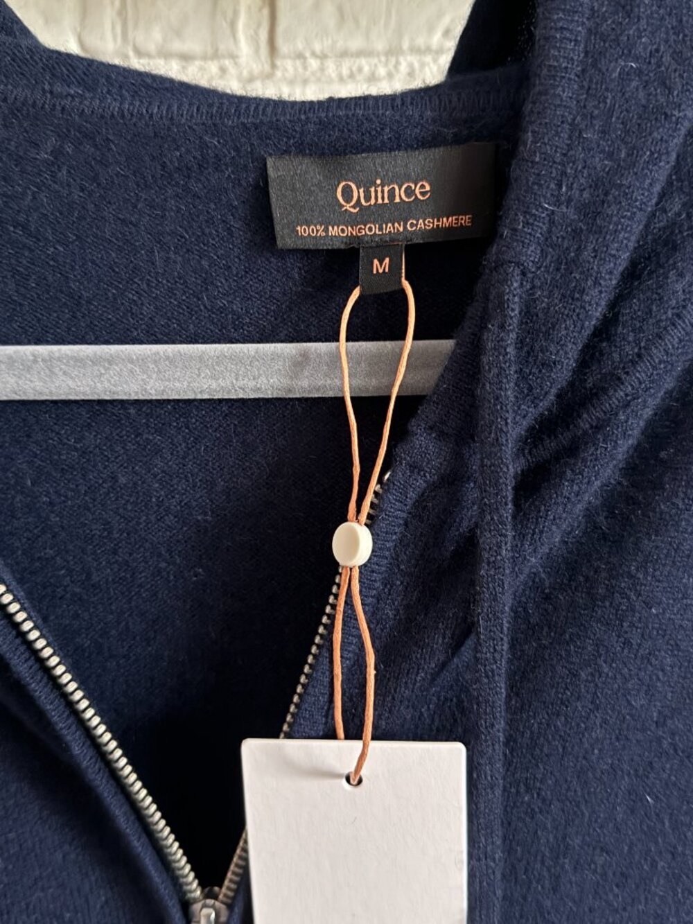 Quince 100% Mongolian Cashmere Full Zip Hoodie True Navy M NWT - Picture 3 of 4